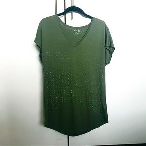 Apt. 9 Green Bedazzled Tee NWOT